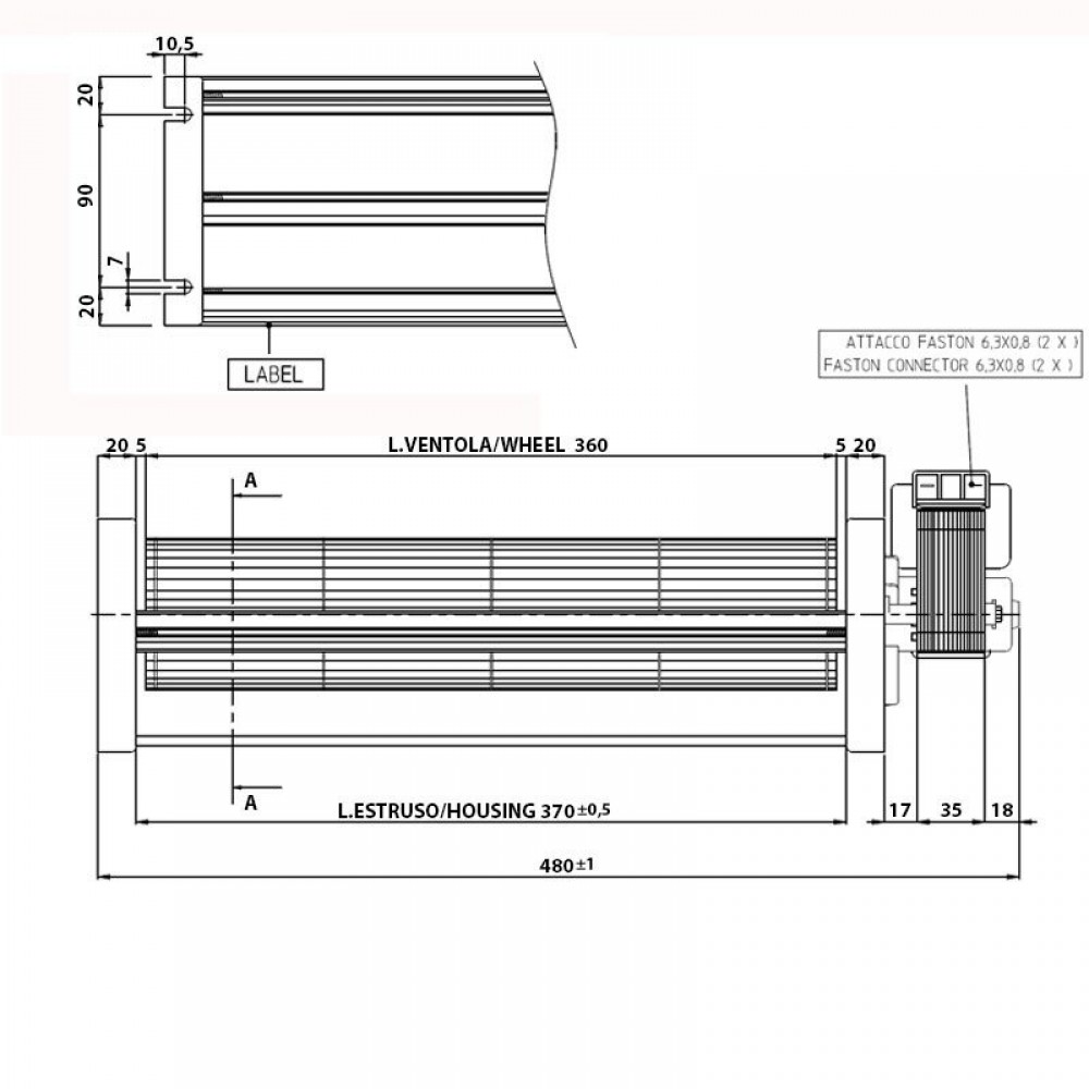 Tangentialblæser til pilleovne med Ø80 mm, Flow 251-302 m³/h | Ventilatorer og blæsere | Pilleovne dele |