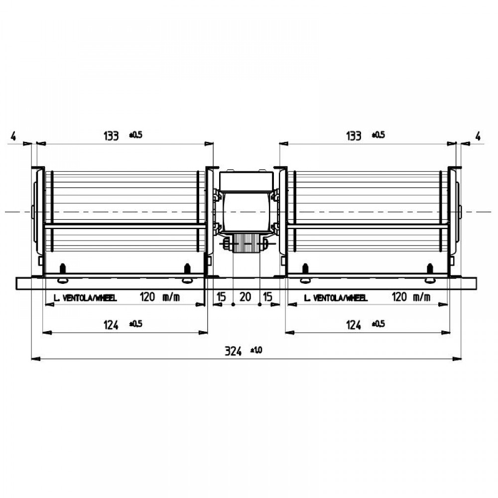 Dobbelt krydsventilator Fergas til pilleovne med Ø 60 mm, flow 155 m³/h | Ventilatorer og blæsere | Pilleovne dele |