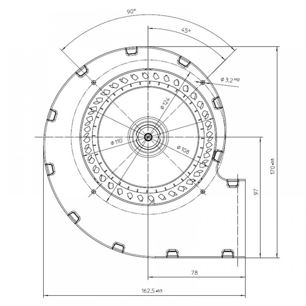 Centrifugalventilator EBM til pilleovne Ecoteck, Edilkamin, Ravelli m.fl., flow 140 m³/h | Ventilatorer og blæsere | Pilleovne dele |