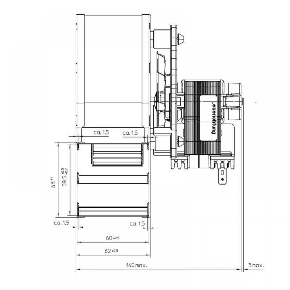 Centrifugalventilator EBM til pilleovne Ecoteck, Edilkamin, Ravelli m.fl., flow 140 m³/h | Ventilatorer og blæsere | Pilleovne dele |