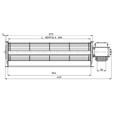 Tangential ventilator Fergas til pilleovne Ferroli, Lincar, Olimpia Splendid og andre med Ø60 mm, Flow 210 m³/h - Ventilatorer og blæsere til pilleovn
