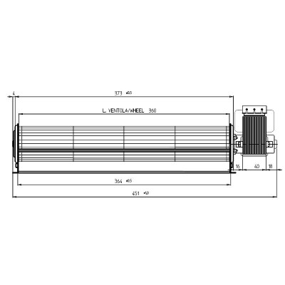 Tangential ventilator Fergas til pilleovne Superior og andre, med Ø60 mm, Flow 290 m³/h - Ventilatorer og blæsere til pilleovn