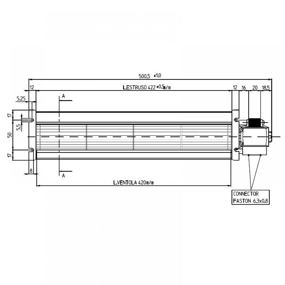 Tangential ventilator med Ø60 mm, Flow 190 m³/h | Ventilatorer og blæsere | Pilleovne dele |