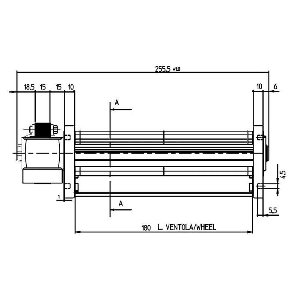 Tangential ventilator Fergas til pilleovne med Ø45 mm, Flow 92 m³/h | Ventilatorer og blæsere | Pilleovne dele |