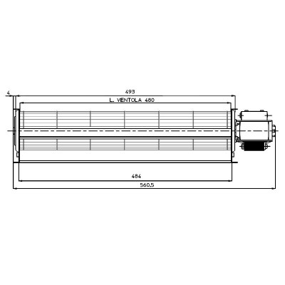 Tangential ventilator Fergas til pilleovne Edilkamin, Cadel og andre, med Ø60 mm, Flow 250 m³/h - Ventilatorer og blæsere til pilleovn