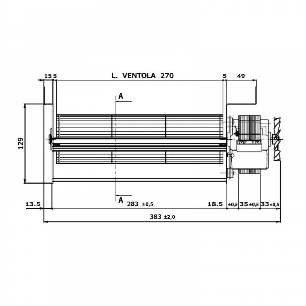 Tangential ventilator Fergas til pilleovne Edilkamin og andre med Ø80 mm, Flow 337 m³/h | Ventilatorer og blæsere | Pilleovne dele |