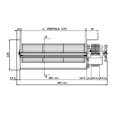 Tangential ventilator Fergas til pilleovne Edilkamin og andre med Ø80 mm, Flow 337 m³/h - Ventilatorer og blæsere til pilleovn