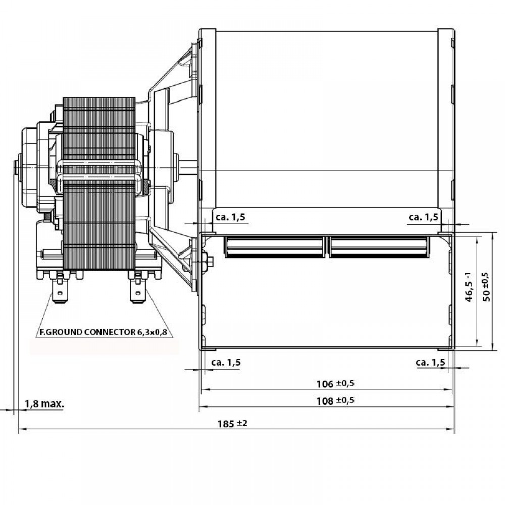 Centrifugalventilator EBM, flow 210 m³/h | Ventilatorer og blæsere | Pilleovne dele |