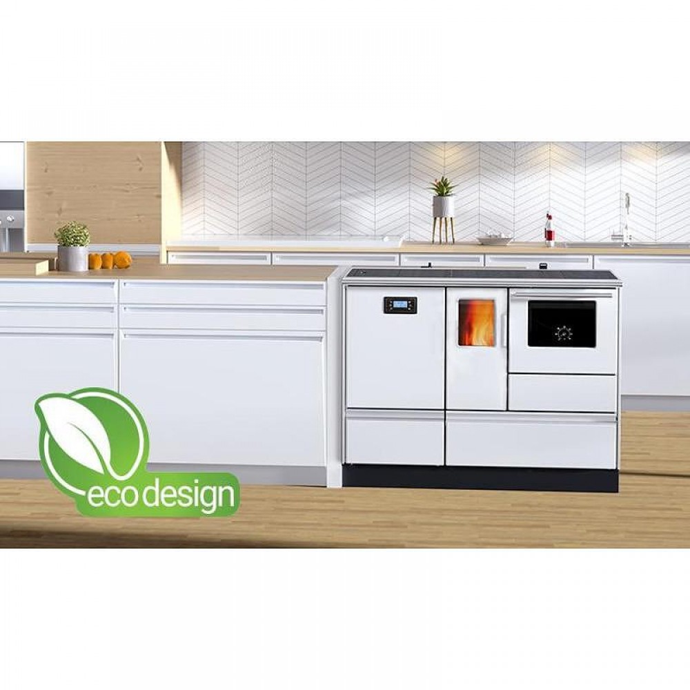 Pillekomfur med vandtank Alfa Plam Alfa Term 20 Pellet Hvid, 20kW | Pillekomfurer | Pellets |