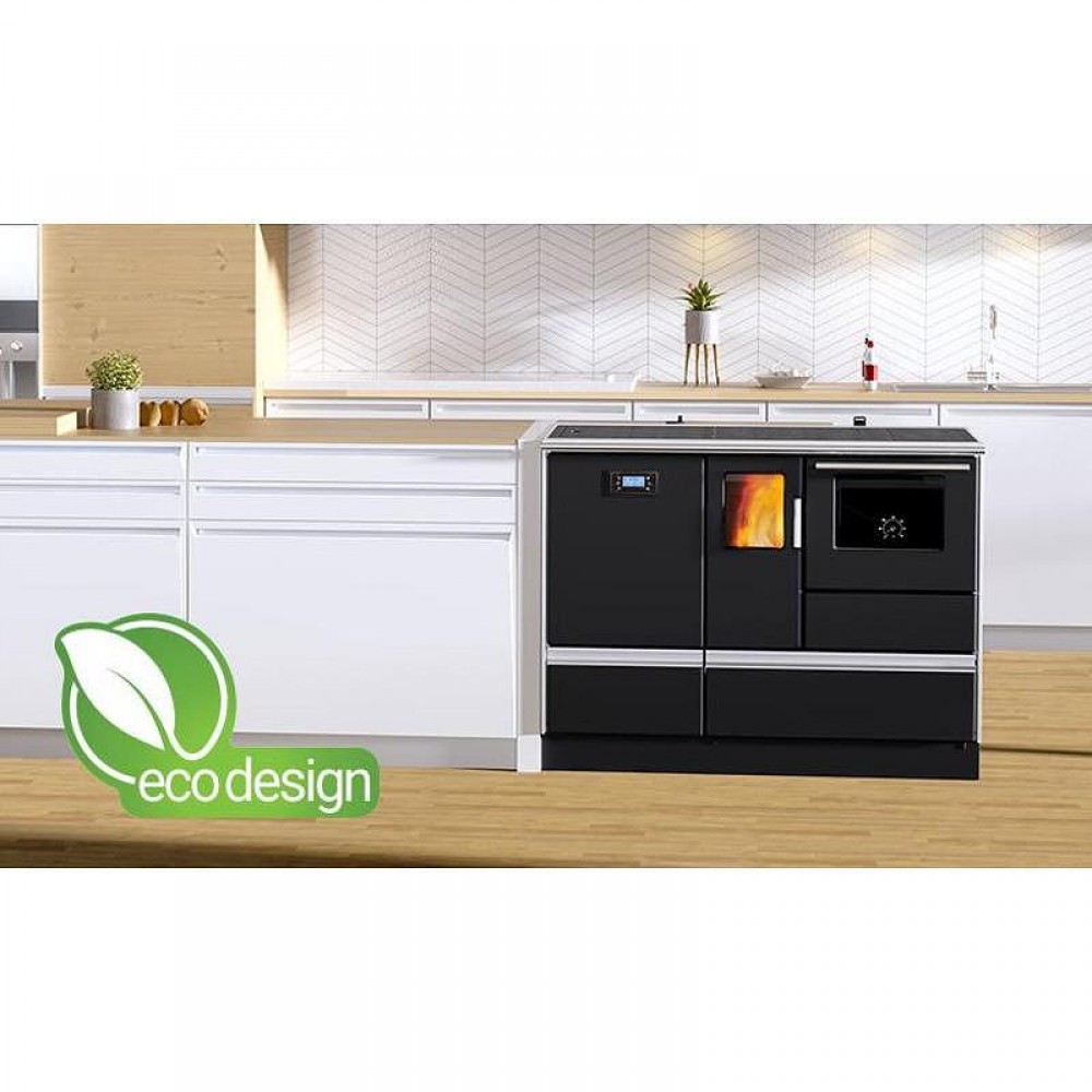 Pillekomfur med vandtank Alfa Plam Alfa Term 20 Pellet Anthracit, 20kW | Pillekomfurer | Pellets |