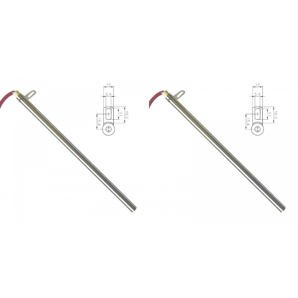 Gløderør / Eltænder til pilleovne Edilkamin m.fl., samlet længde 280mm, 470W - x2 | Gløderør til pilleovn | Reservedele til Pilleovn |