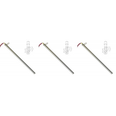 Gløderør / Eltænder til pilleovne Edilkamin m.fl., samlet længde 280mm, 470W - x3 - Gløderør til pilleovn