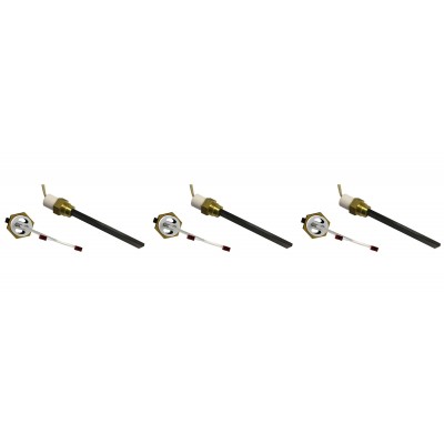 Gløderør / Eltænder med sort kvartskrystal til pilleovne Ferroli, Eco Spar, BURNiT og andre, total længde 123 mm, 300W - x3 - 