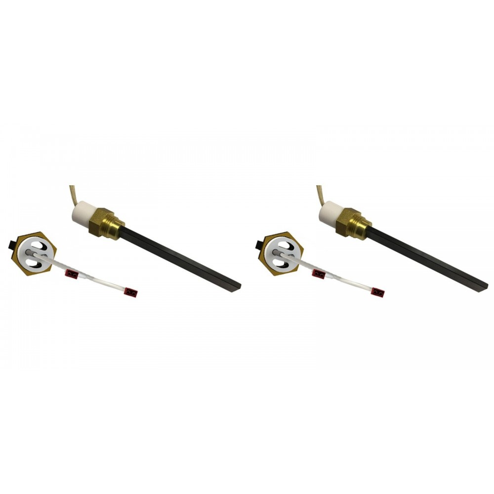 Gløderør / Eltænder med sort kvartskrystal til pilleovne Eco Spar, BURNiT, Whitfield, Lennox og andre, total længde 123mm, 400W - x2