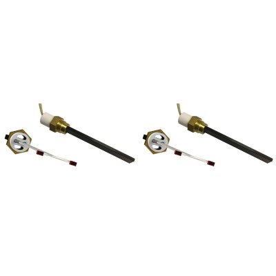 Gløderør / Eltænder med sort kvartskrystal til pilleovne Eco Spar, BURNiT, Whitfield, Lennox og andre, total længde 123mm, 400W - x2 - 